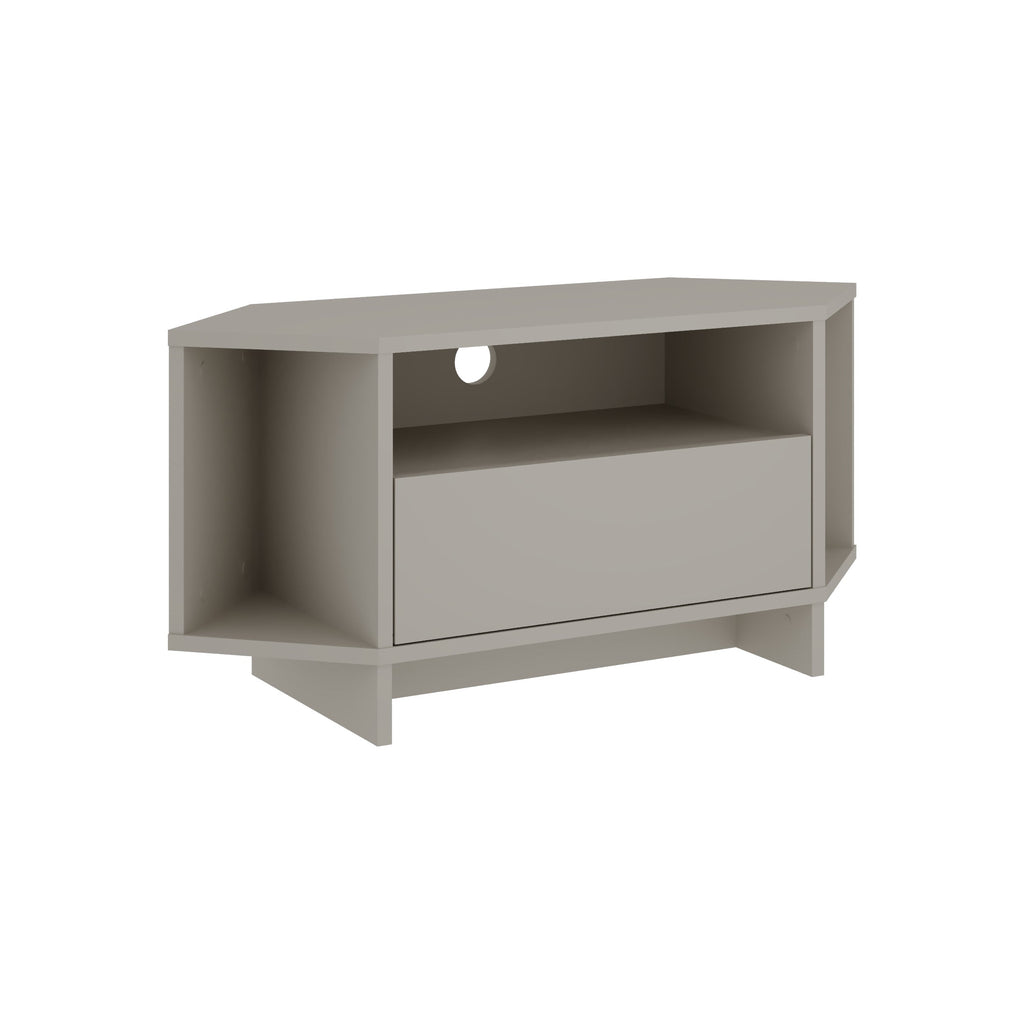 Decortieliving - Modern Viva Corner TV Unit – Compact Corner Stand with Shelves & Cabinet for 40-Inch TVs