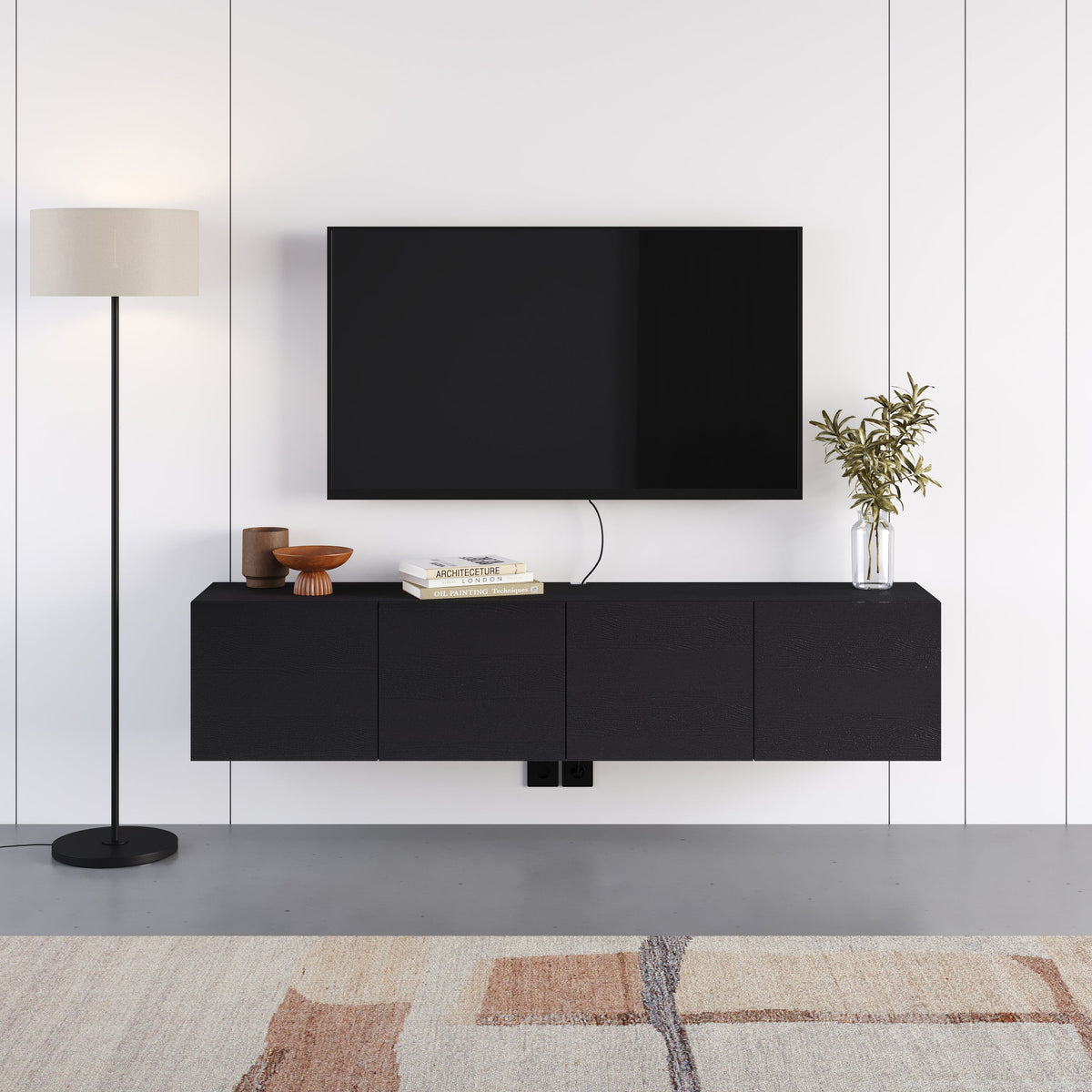 Decortieliving - Combe Floating Wall-Mounted TV Unit 180cm (W) Soft-Close 4 Doors