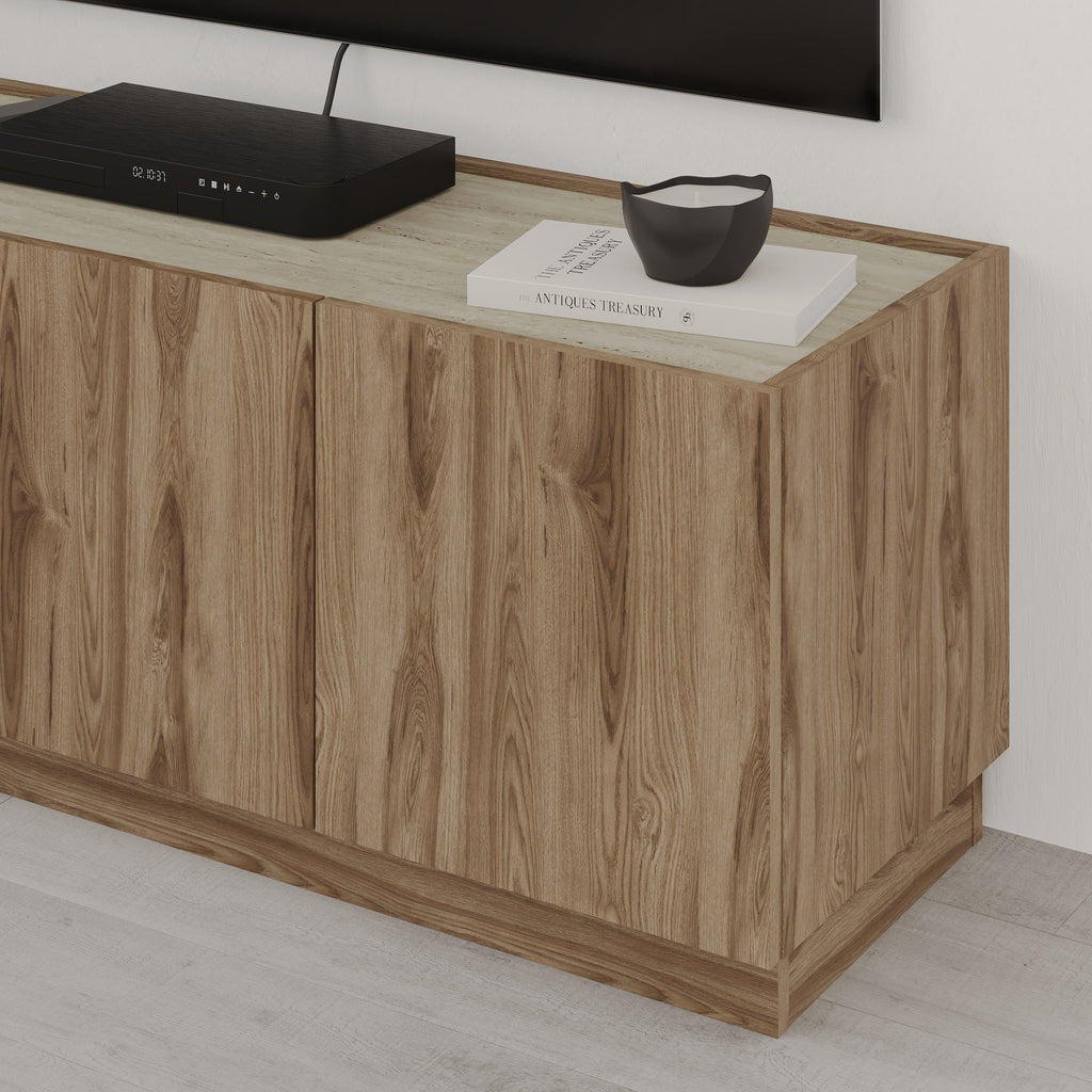 Decortieliving - Dione TV Stand Oak & Travertine Effect 120cm