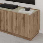 Decortieliving - Dione TV Stand Oak & Travertine Effect 120cm