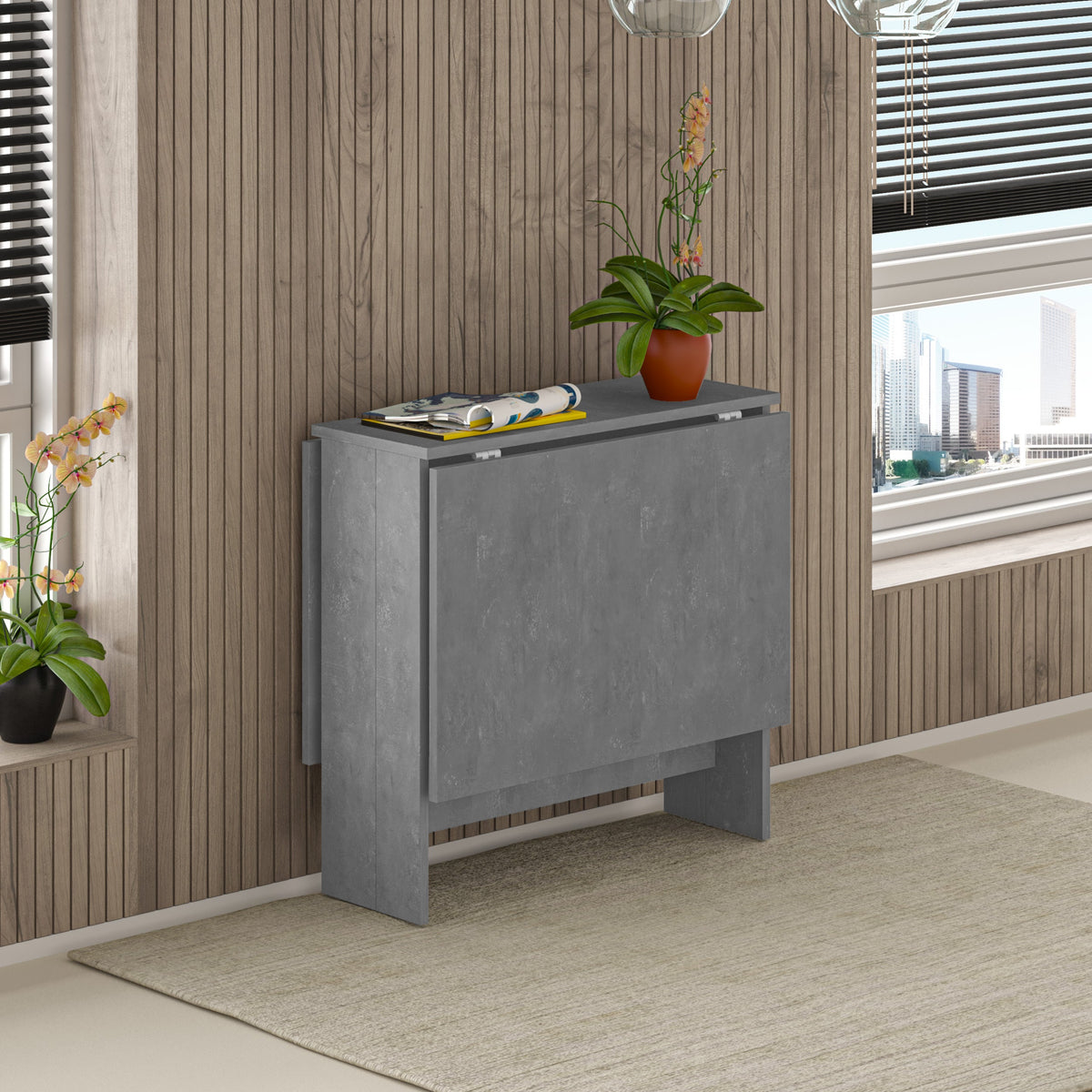 Decortieliving - Artemio Dining Table – Foldable – Retro Grey Finish