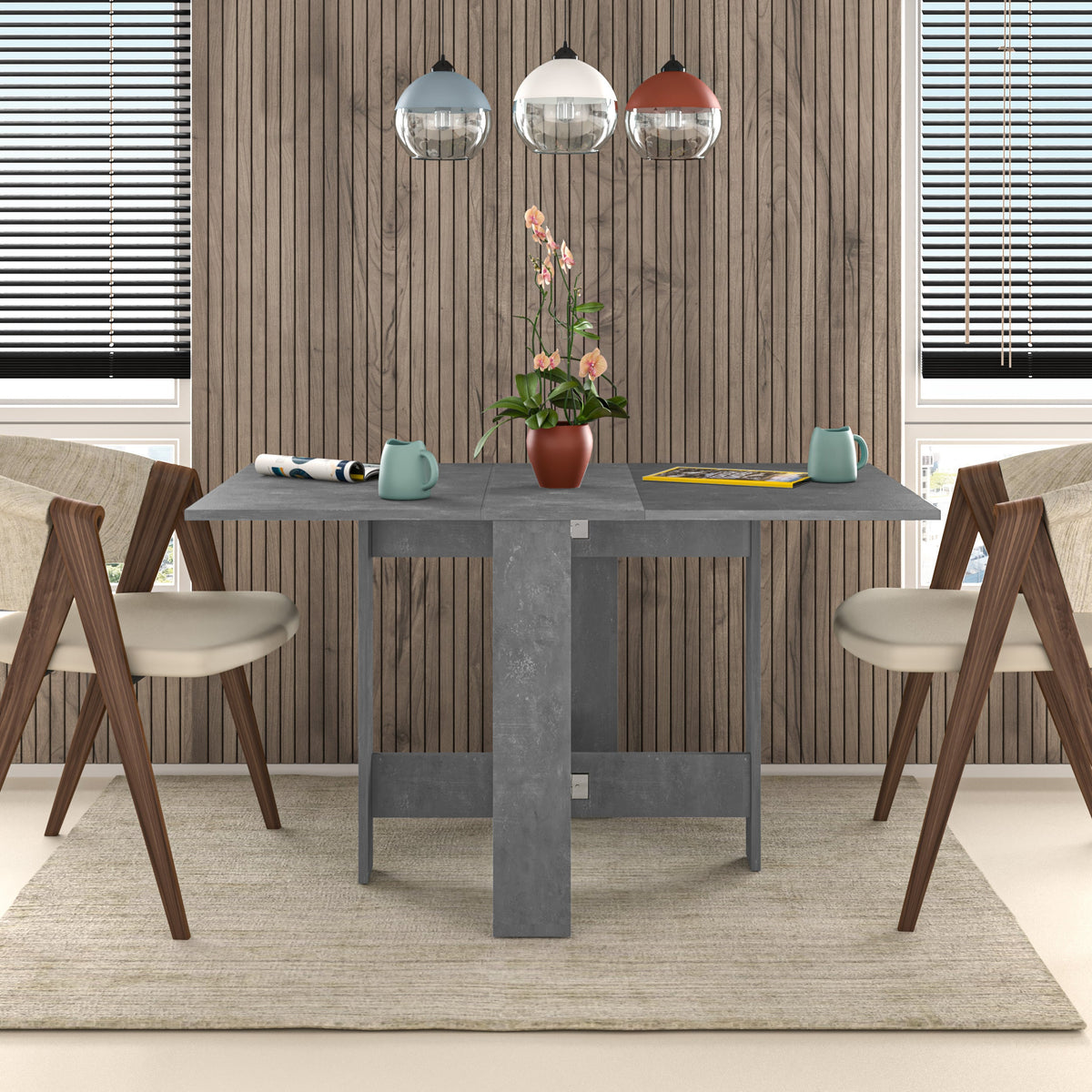 Decortieliving - Artemio Dining Table – Foldable – Retro Grey Finish