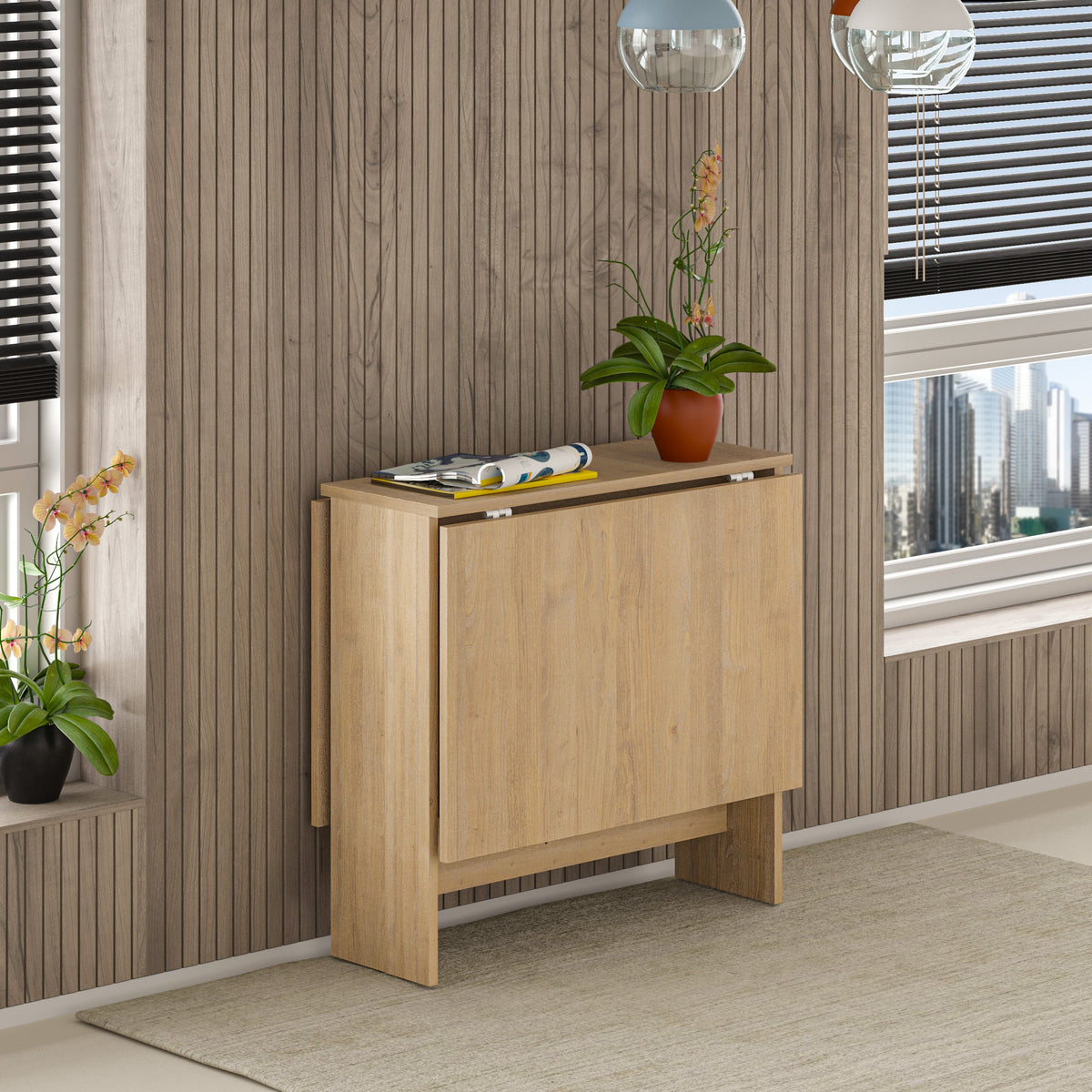 Decortieliving - Artemio Dining Table – Foldable – Sapphire Oak Finish