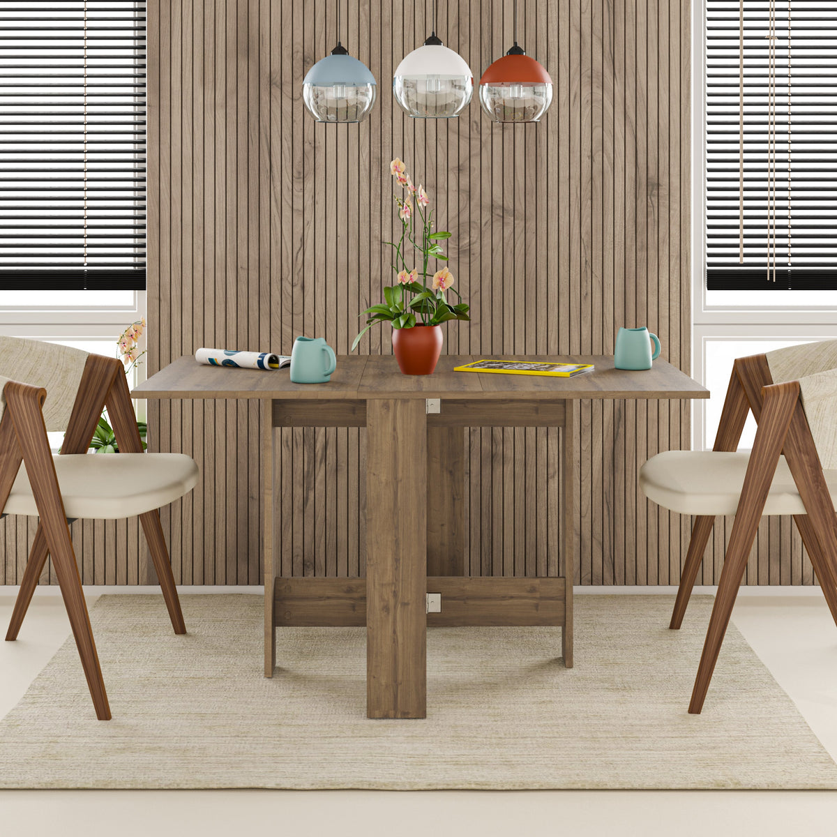 Decortieliving - Artemio Dining Table – Foldable – Dark Oak Effect