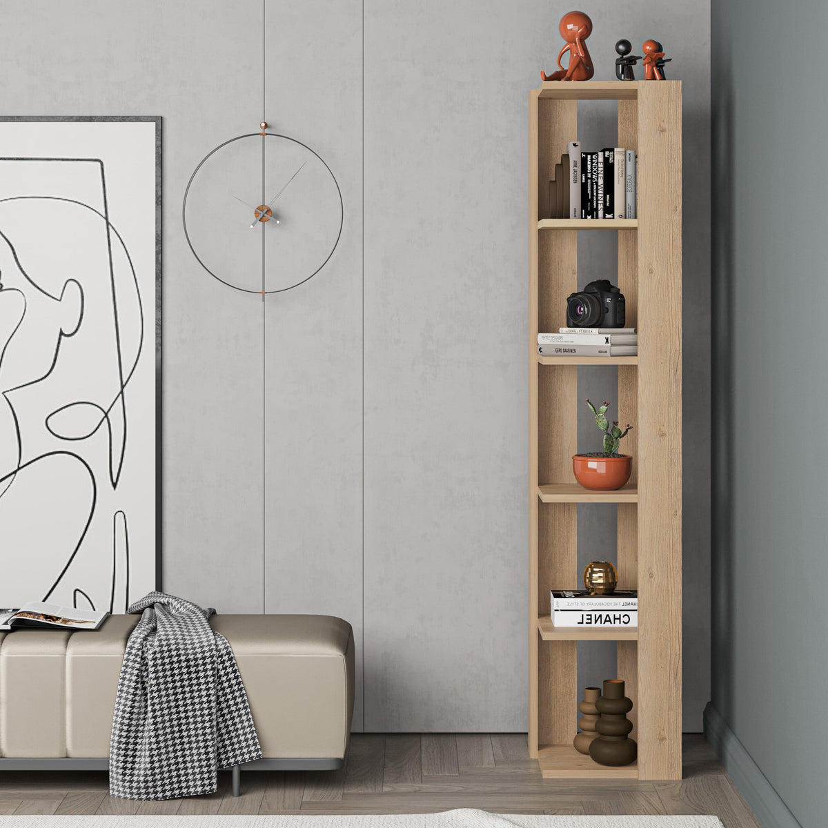 Decortieliving - Nati Modern Corner Bookcase Display Unit Tall 161cm