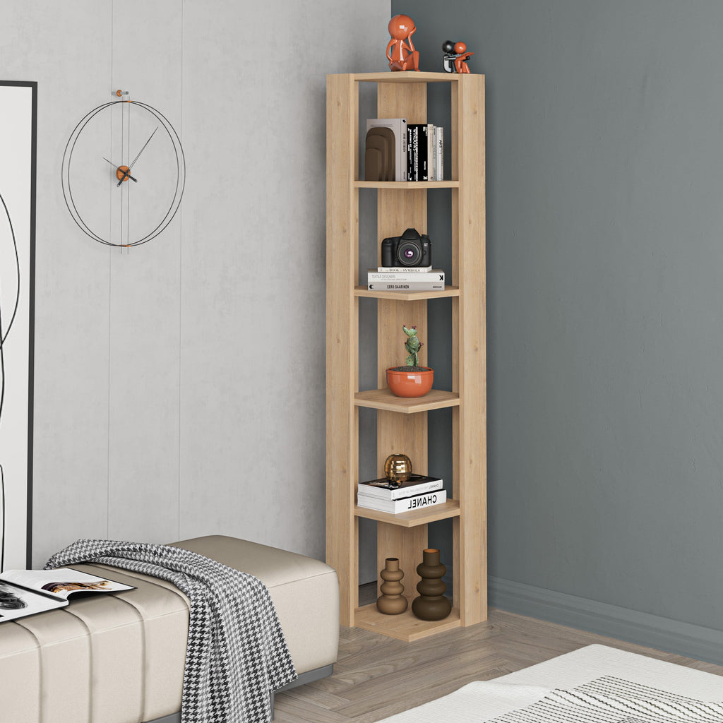Decortieliving - Nati Modern Corner Bookcase Display Unit Tall 161cm