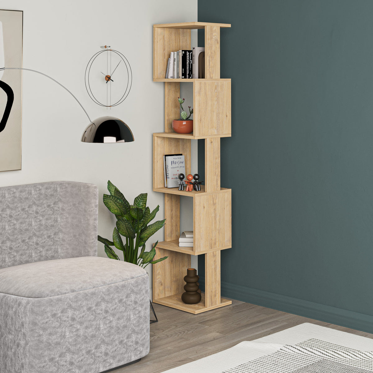 Decortieliving - Piri Modern Bookcase Display Unit Tall 161cm