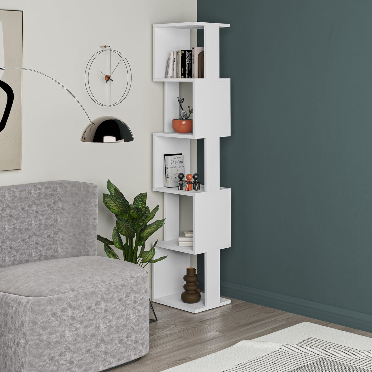 Decortieliving - Piri Modern Bookcase Display Unit Tall 161cm