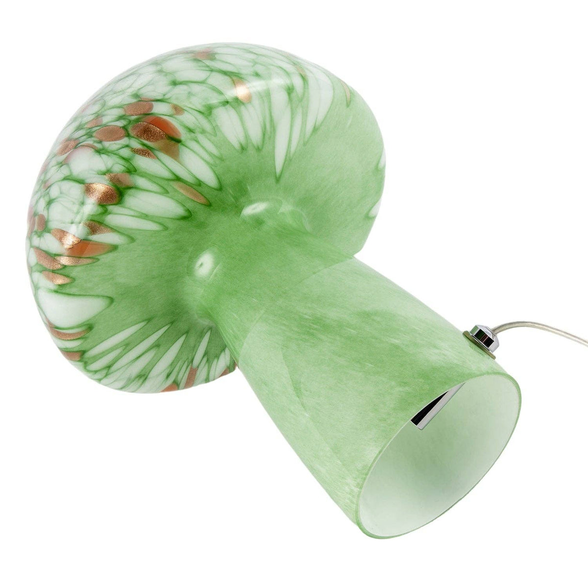 Decortieliving - Green Glass Mushroom Lamp 30cm | Retro Italian Style with Copper Flecks