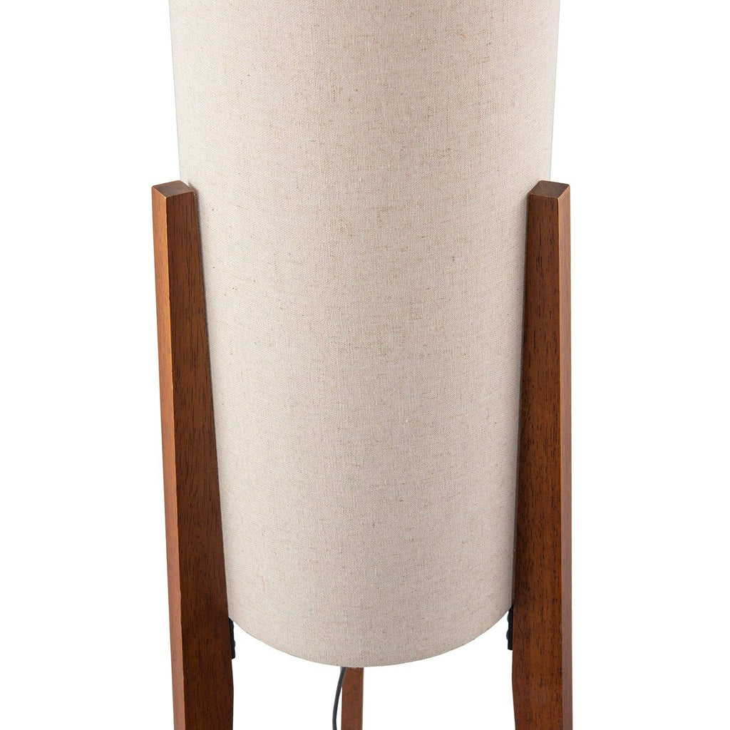 Decortieliving - Tripod Floor Lamp 130cm | Natural Linen Shade, Dark Wood Legs