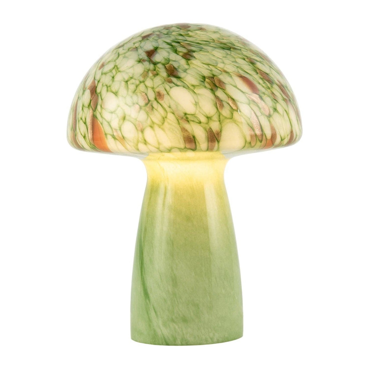 Decortieliving - Green Glass Mushroom Lamp 30cm | Retro Italian Style with Copper Flecks
