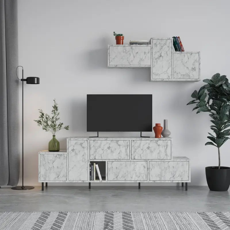 Decortieliving - Hermes Modern TV Stand Multimedia Centre TV Unit With Storage Cabinet 171.2 cm