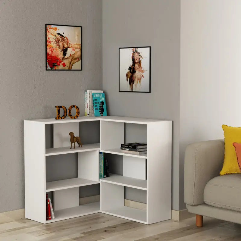 Decortieliving - Molly Modern Corner Multipurpose Bookcase Display Unit Room Separator No.3 Short 89cm