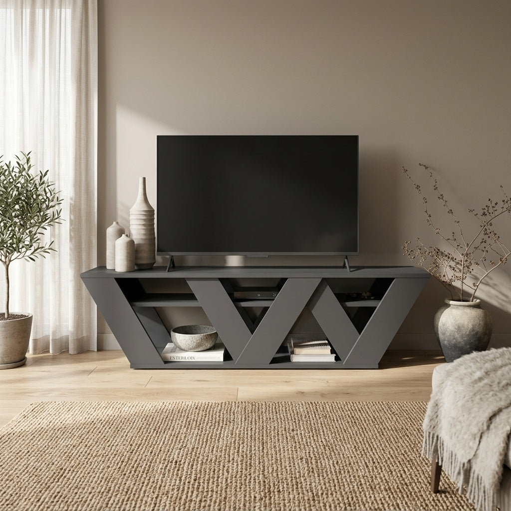 Decortieliving - Ralla Modern TV Stand Multimedia Centre With Shelves 158cm